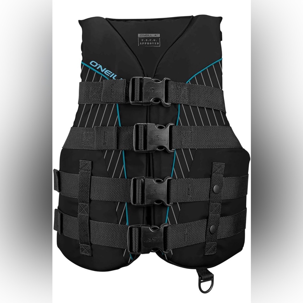 O'Neill Women's Superlite USCG Life Vest Black/Black/Black:Turquoise Size L